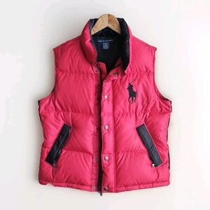 Ralph Lauren Boy's Big Pony Puffer Vest - Red with Black Pony Size Large Youth